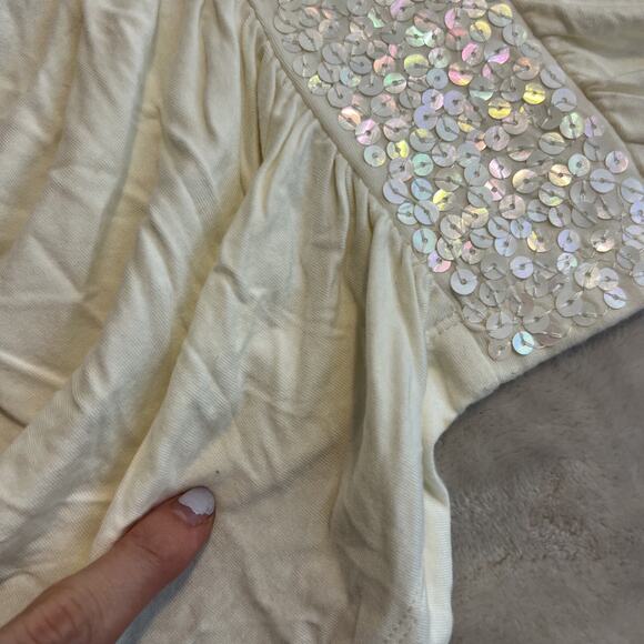 VTG Worthington Top Womens Large White Sequin Ruched Fairy Y2K Festival Glam - Picture 6 of 11